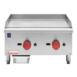 2 Burner Heavy Duty 20mm Plate NG/LPG Gas Griddle – 60cm/24″